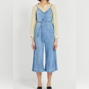 Uniqlo wide leg denim jumpsuit